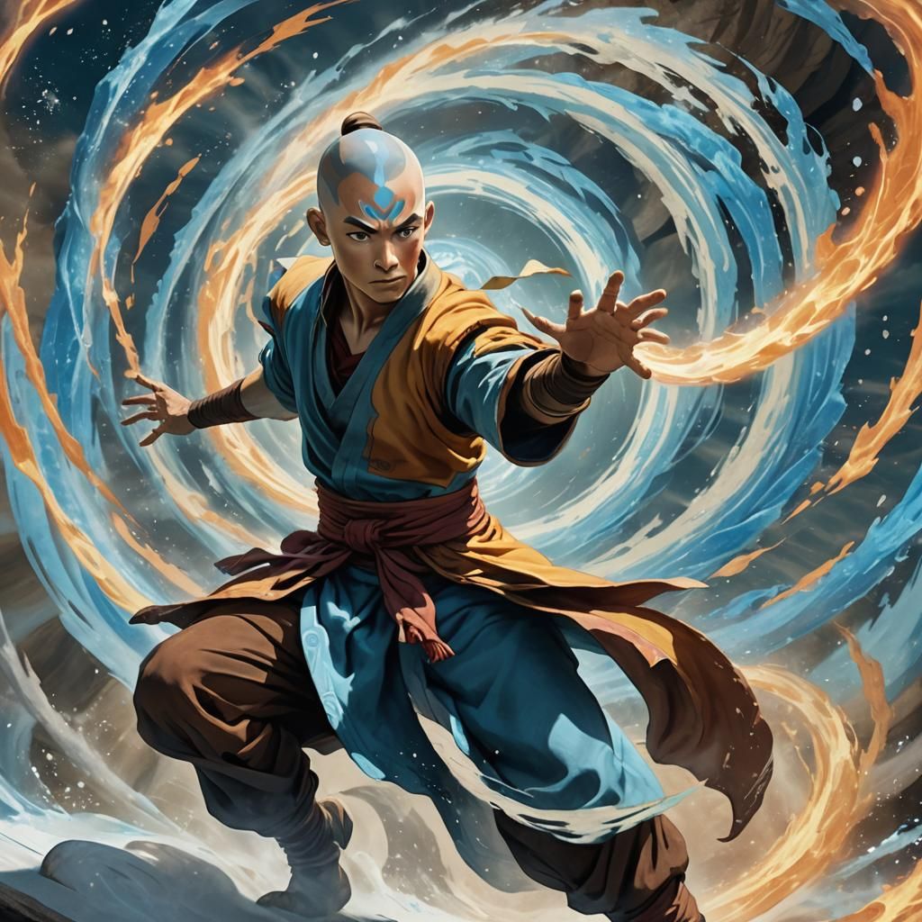 Airbender Concept Art with Swirling Vortex