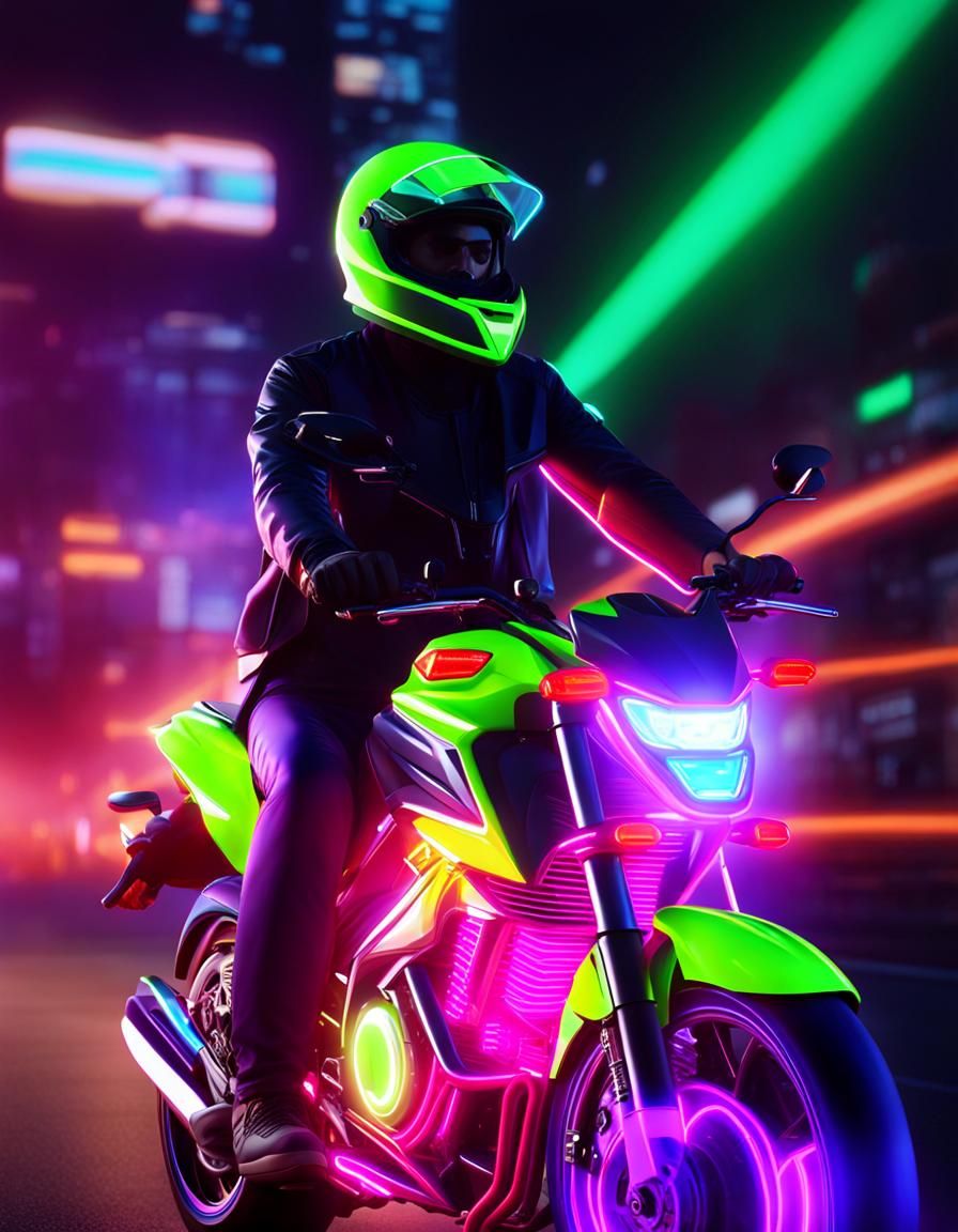Futuristic Motorcycle Ride in Dhaka at Night