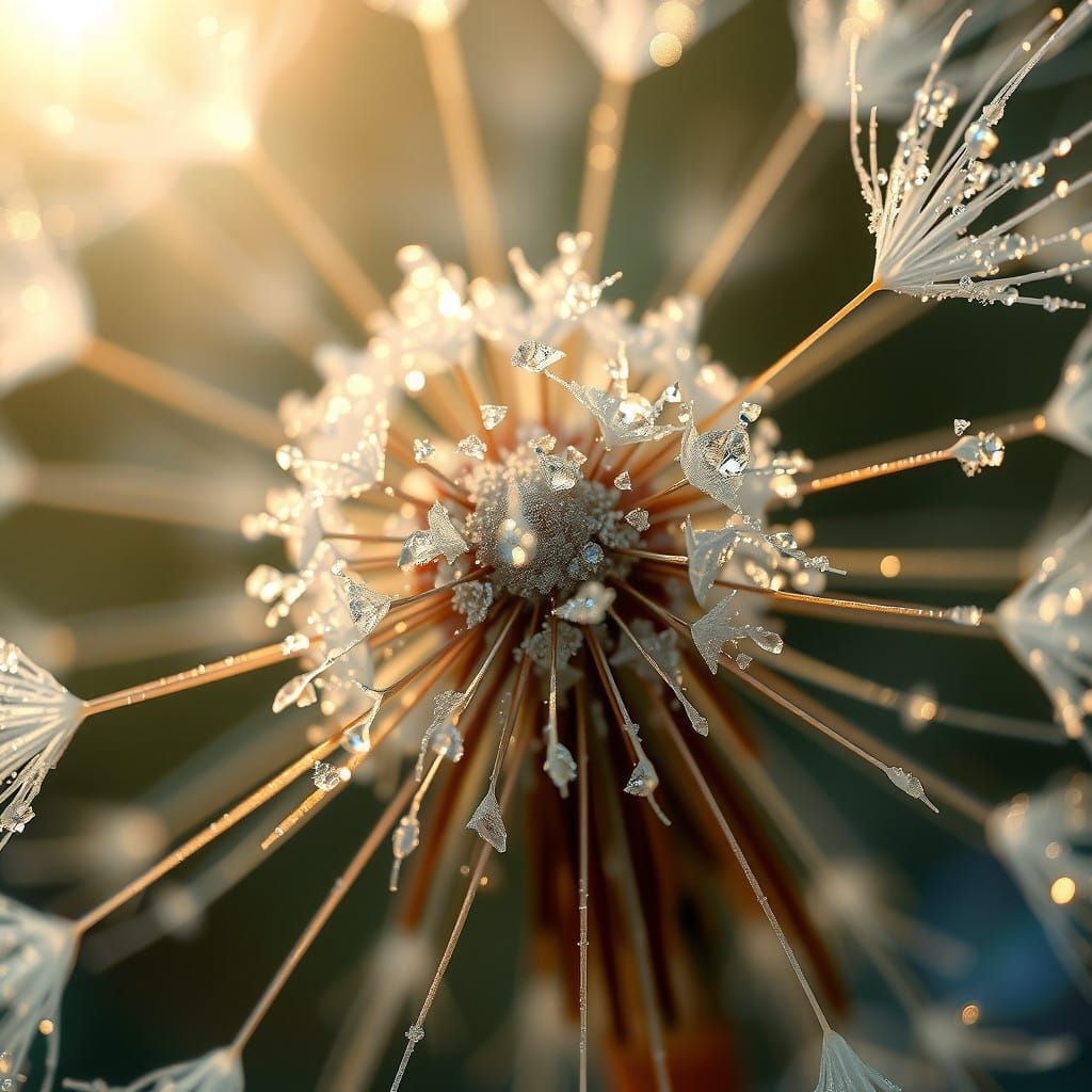 Frosty Dandelion Blooms in Morning Light