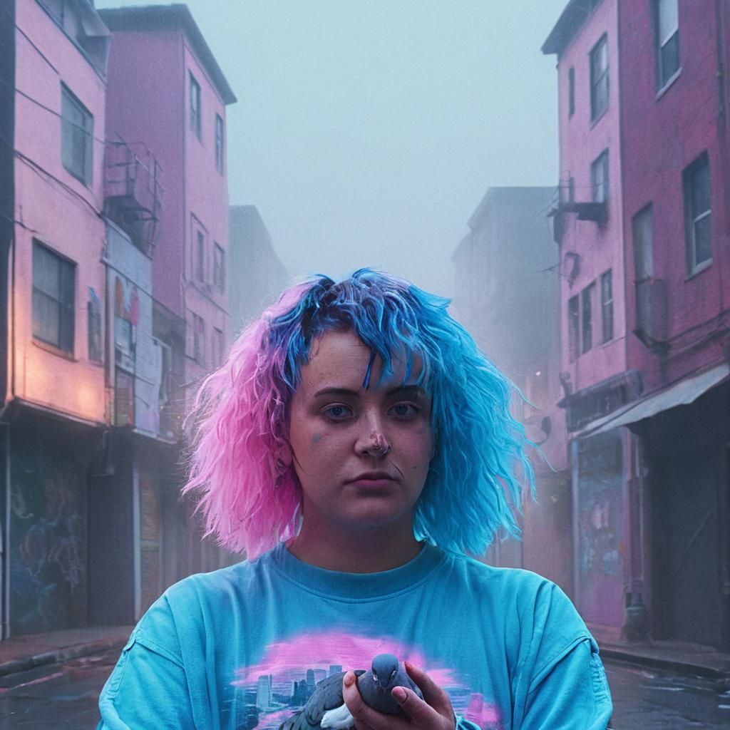 Vaporwave Portrait in Retrofuturism Style