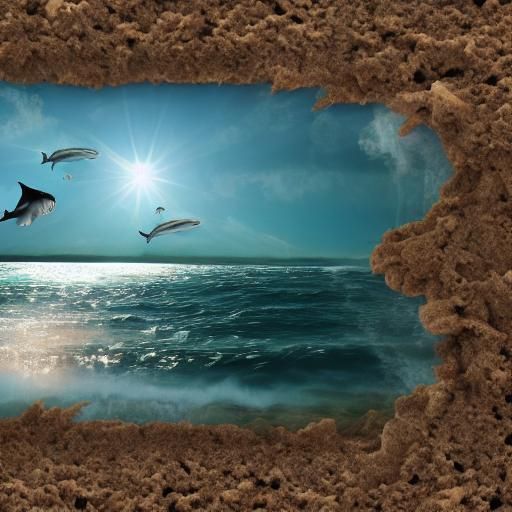 Shark in Ocean with Diamonds and Sunshine