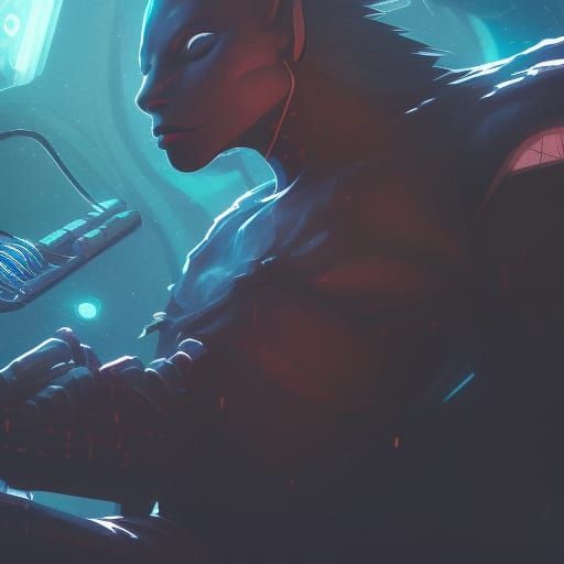 Cyberpunk Orc in Studio Ghibli Anime Style