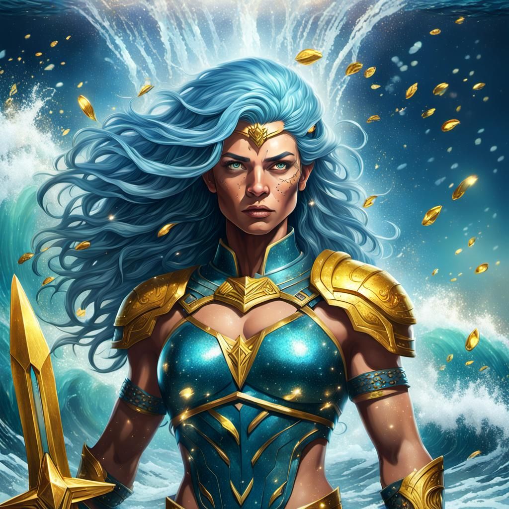 Sparkle Skin Warrior Woman in Ocean Empire