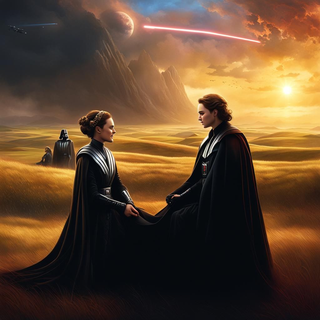 Padmé and Anakin on Naboo with Darth Vader