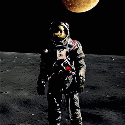 Goth Fashion Model on Moon with Earth