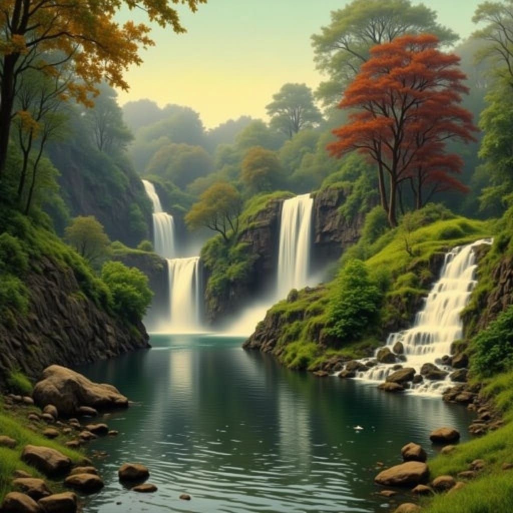 Cascading Waterfalls and Water Elemental