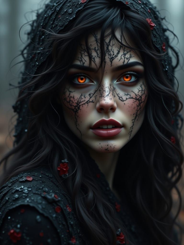 Mysterious Woman in Mist, Gothic & Glamorous