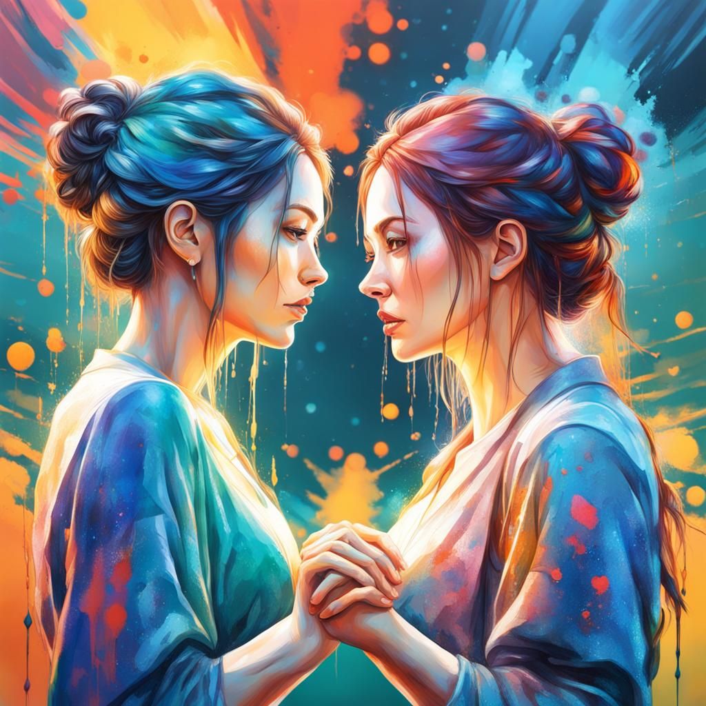 Two Girls Holding Hands With Love