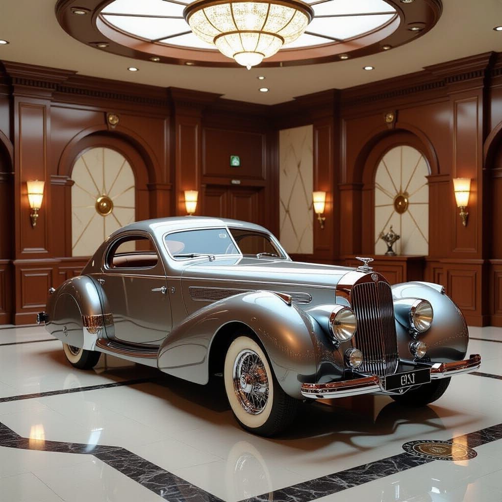 1937 Talbot-Lago Teardrop Coupe in Art Deco Showroom