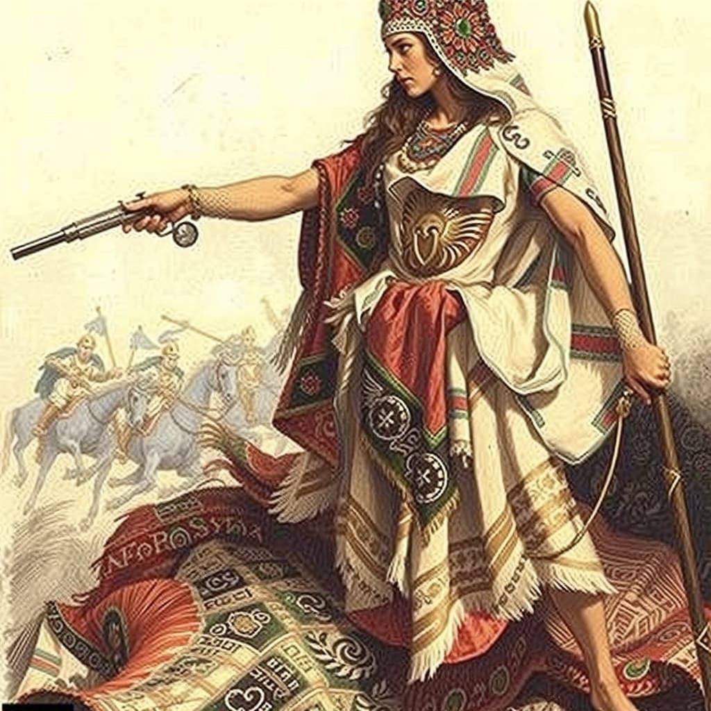 Romantic Orientalist Warrior Queen in Traditional Algerian A...