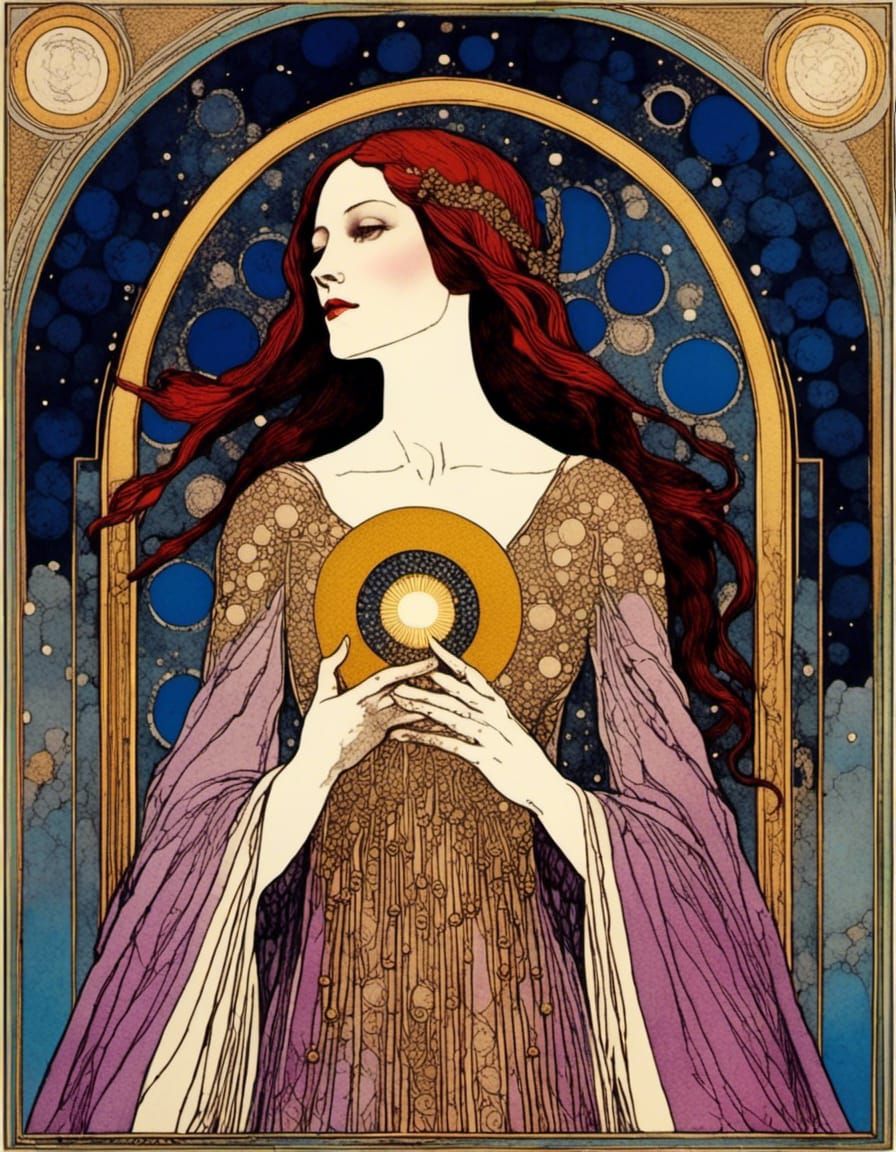 Mary Magdalene with Halo in Stained Glass Style