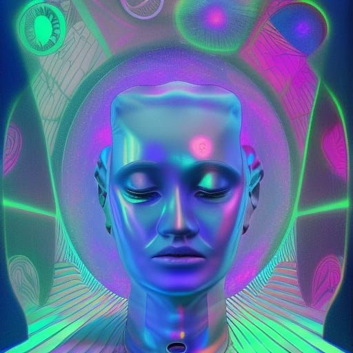 Cosmic Relief: Holographic Astral Illustration