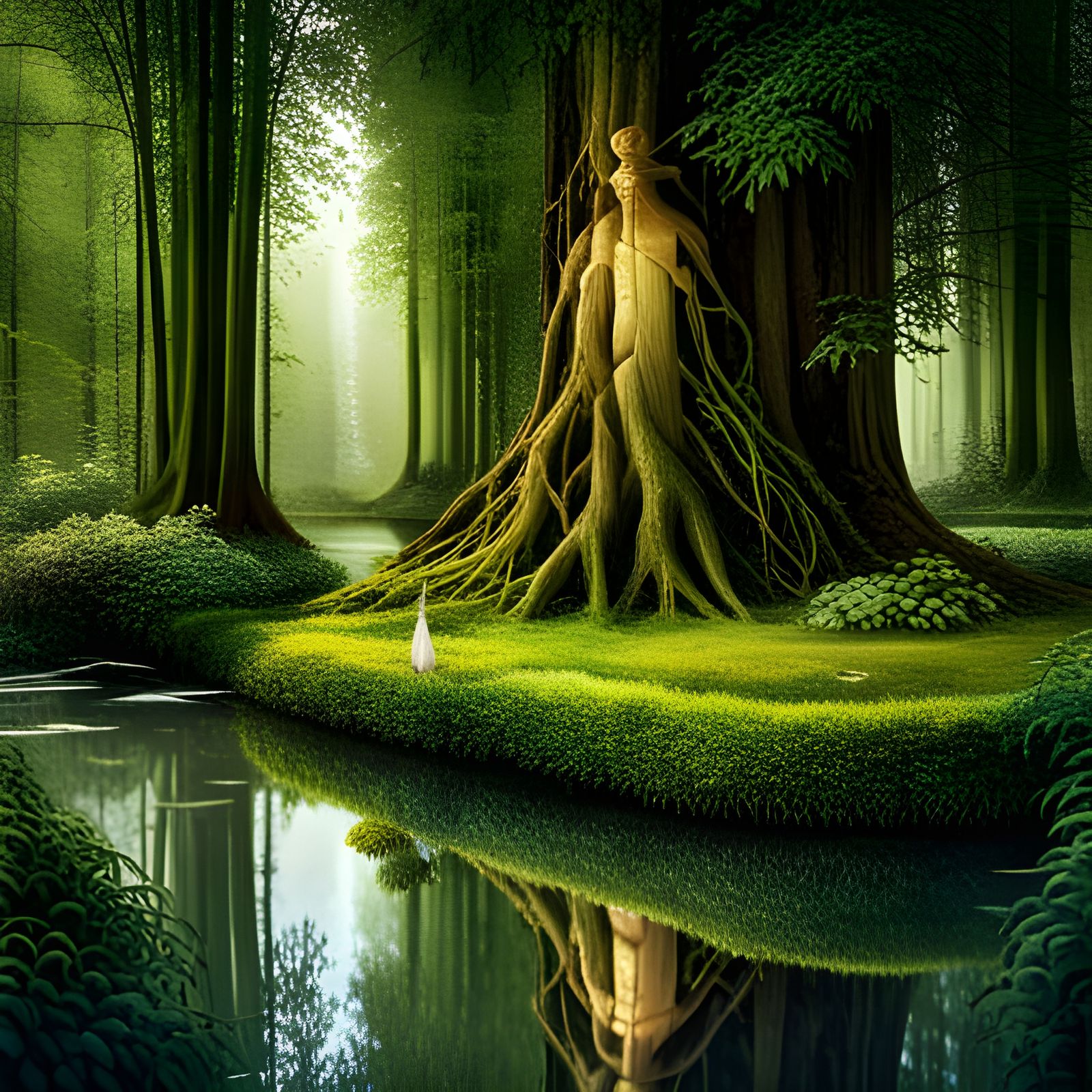 Surreal Garden Country House with Celestial God Rays