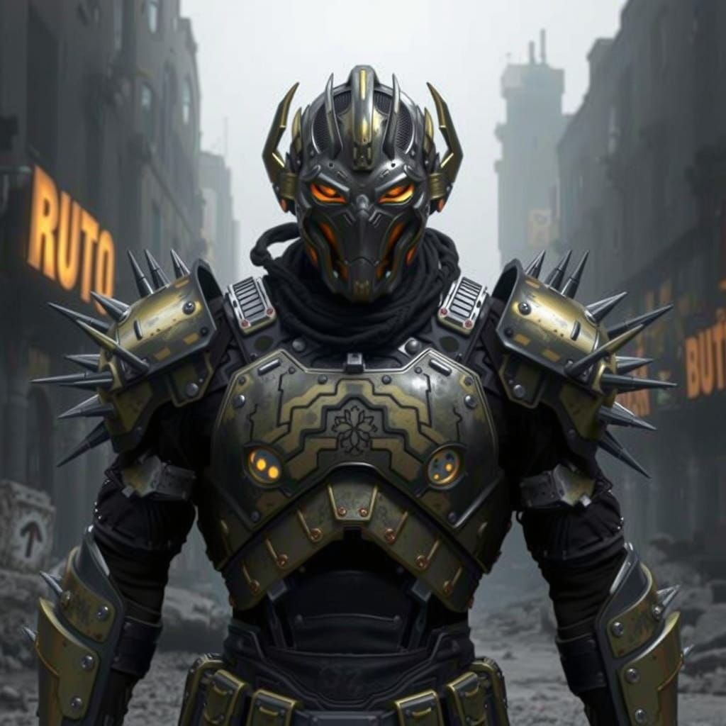 Warrior in Spiked Armor and Cyrax Mask