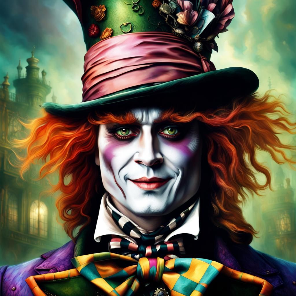 Detailed Colorful Mad Hatter Digital Painting