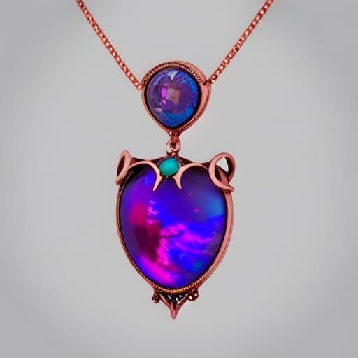 Ethereal gothic rose gold necklace with purple opal pendant ...