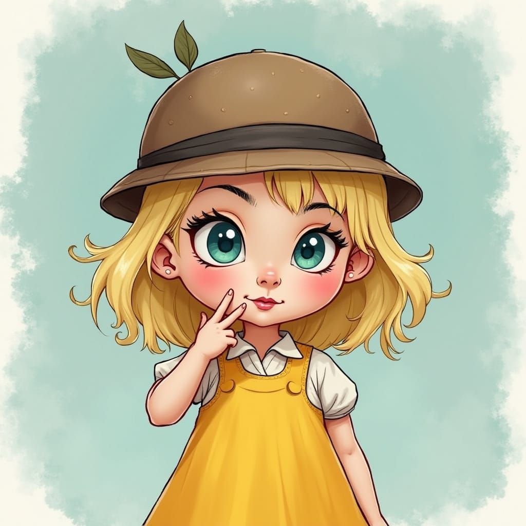 Elegant Woman with Darker Blond Hair, in Art Nouveau Style