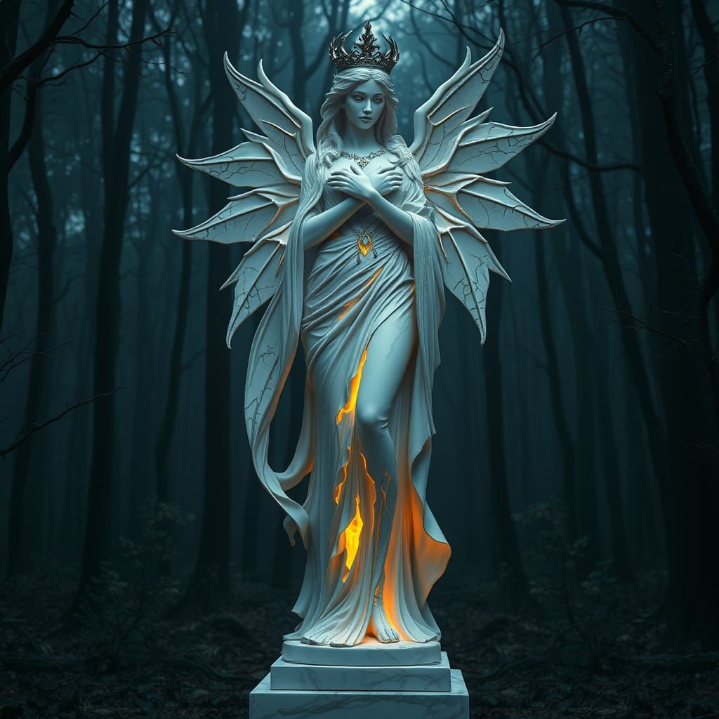 Ethereal Goddess in Amber Glow