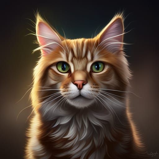 Detailed Portrait of a Maine Coon Cat
