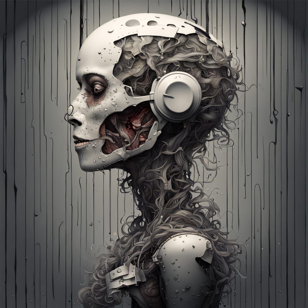 Deconstructed Anthropomorphic Figure in Zero Gravity