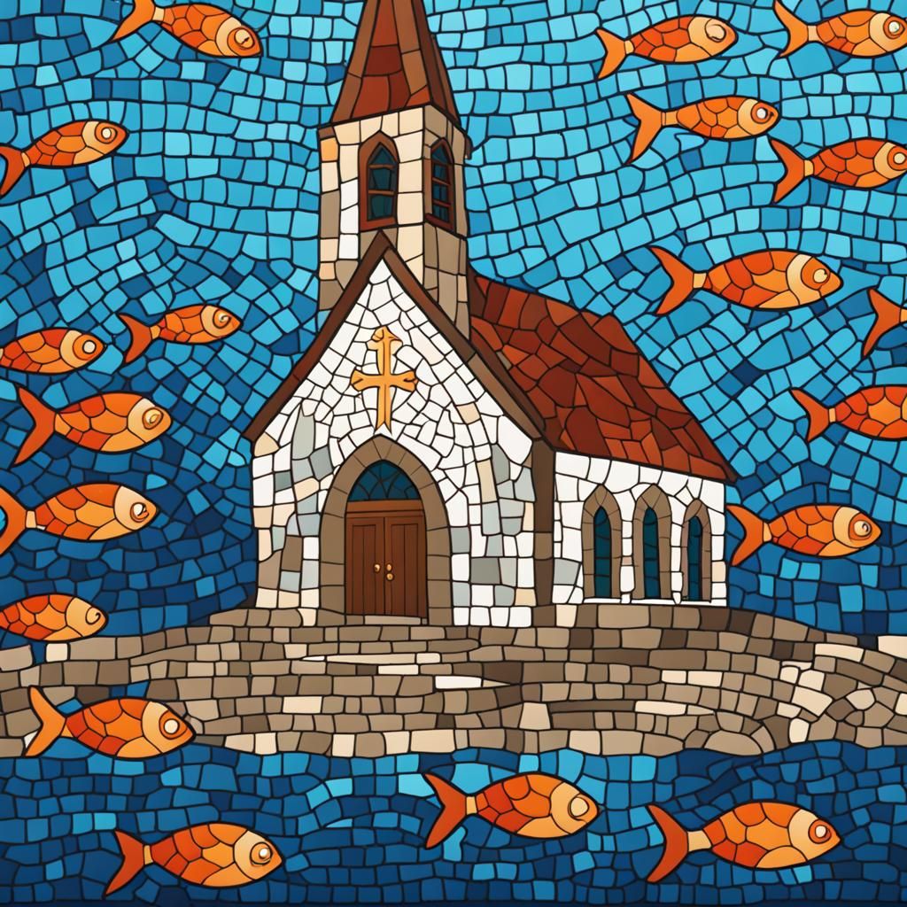 Underwater Church in Mosaic Style