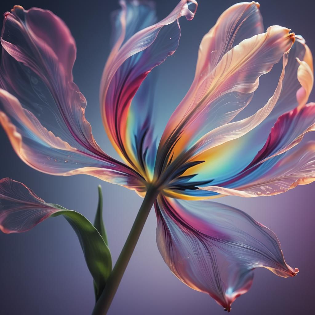 Ethereal Tulip Silhouette in Botanical Illustration