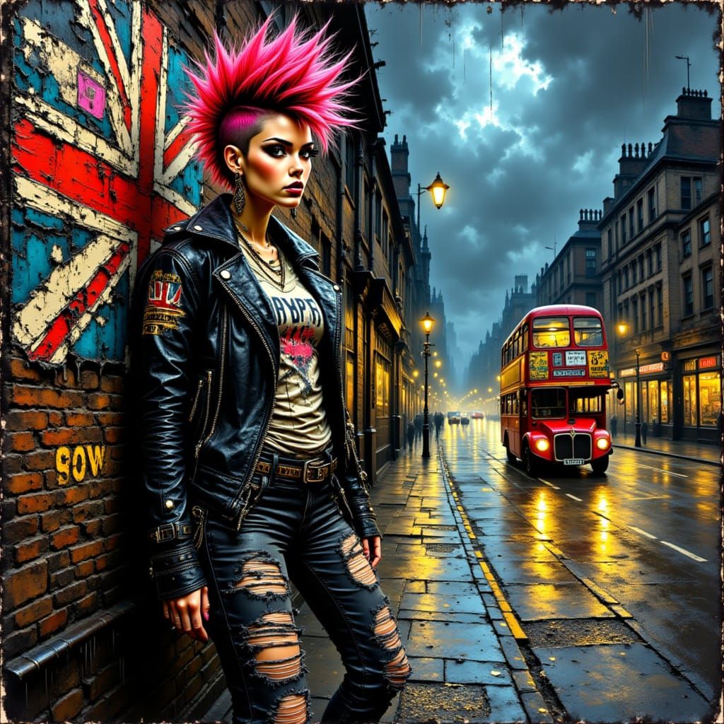 A bold, young woman with a vibrant, spiky mohawk