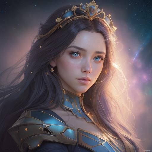 Cosmic Princess Portrait in Hyperdetailed Style