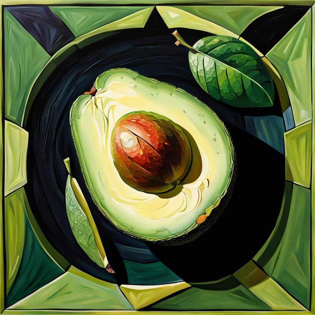 Cubist Style Green Avocado Art