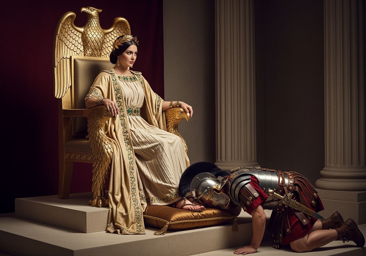 Majestic Roman Empress on Imperial Throne