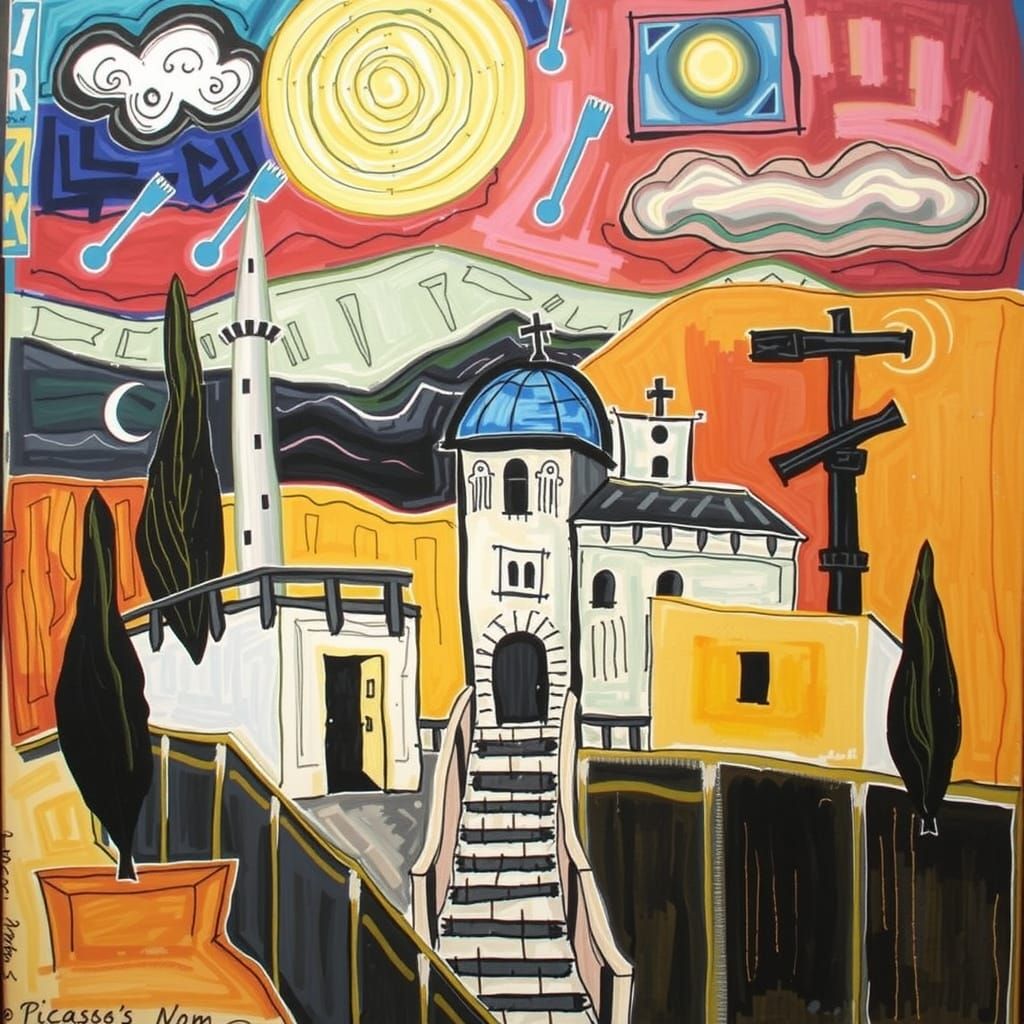 Abstract Cityscape in Picasso Style