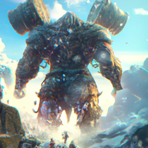 Giant Captured by Knights: Dark Fantasy Concept Art