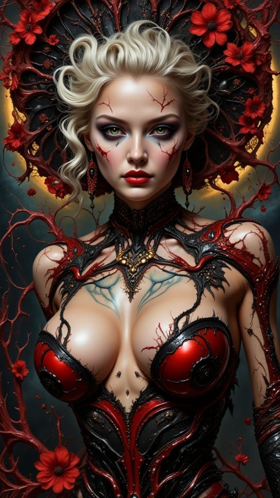 Marilyn Monroe Vampirella Hybrid Pin-Up in Dark Cyberpunk St...