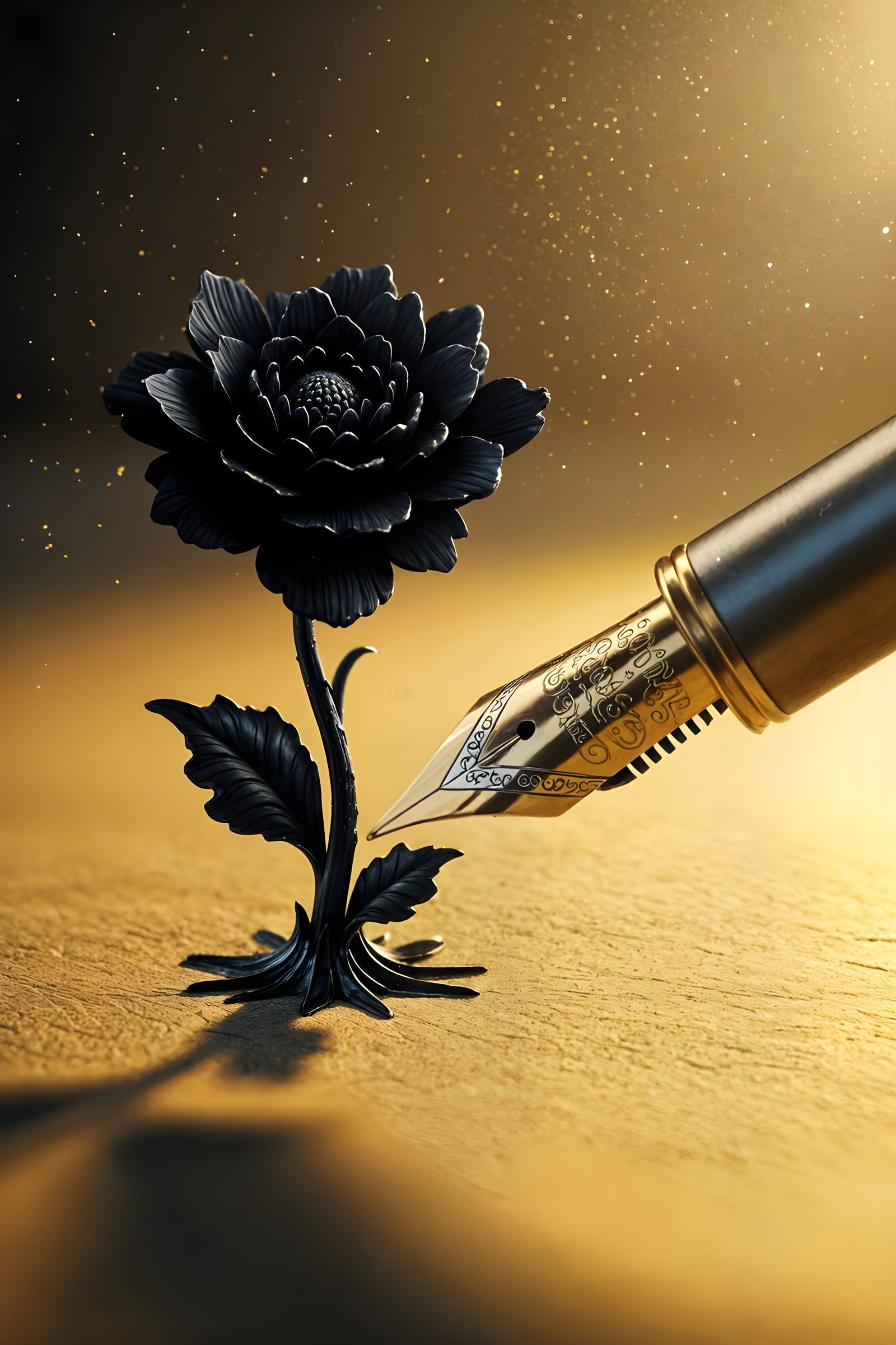 Ornate Ink Pen Creates 3D Flower on Paper