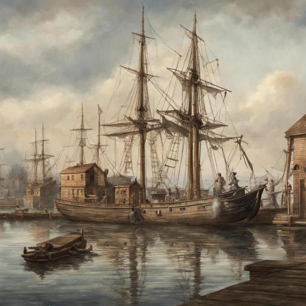 Classical Age American Dock: Detailed Historical Scene