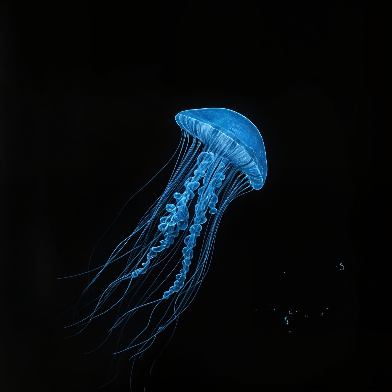 Bioluminescent Jellyfish in Deep Ocean: Ethereal Photography