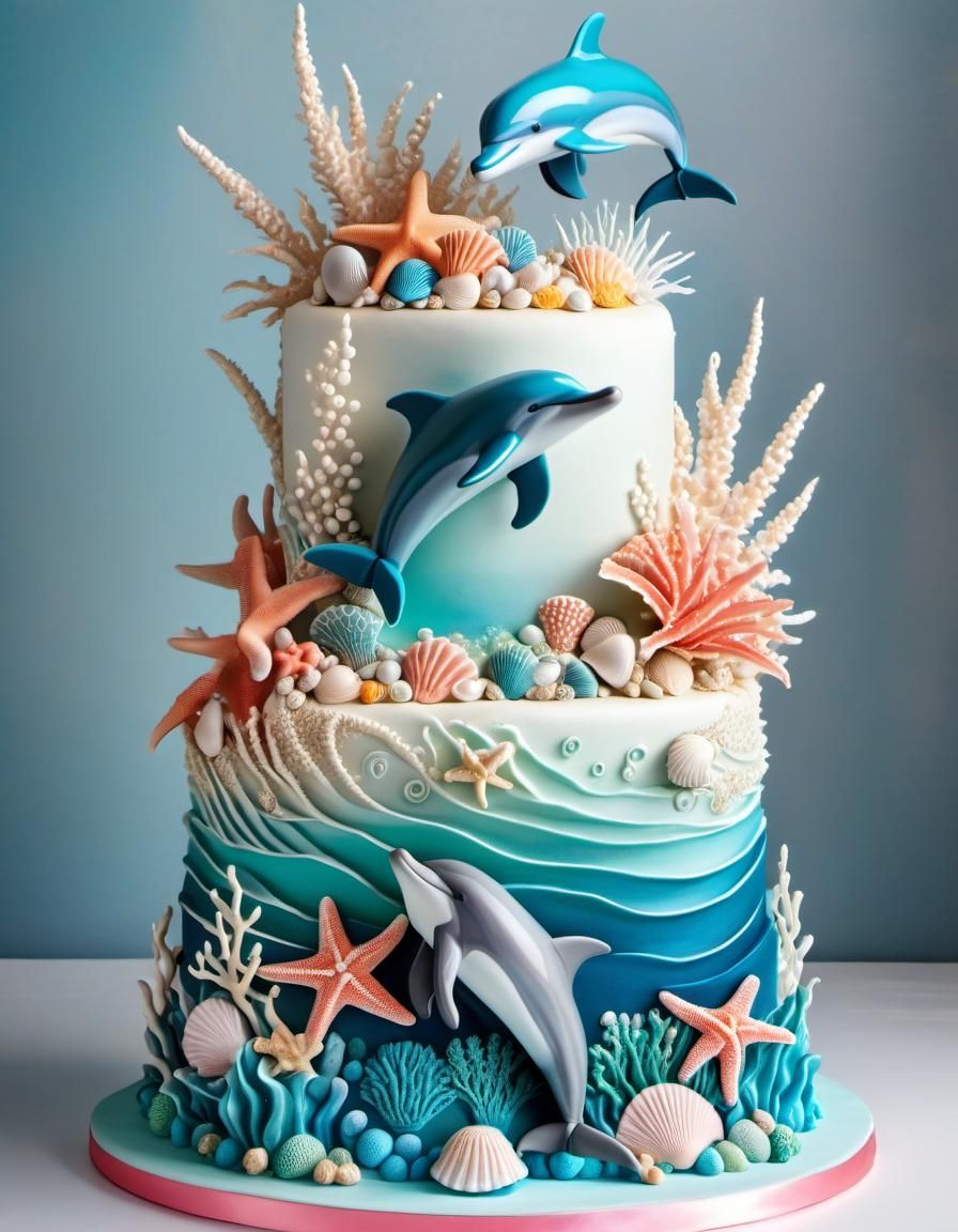 Underwater Wedding Cake with 3D Elements