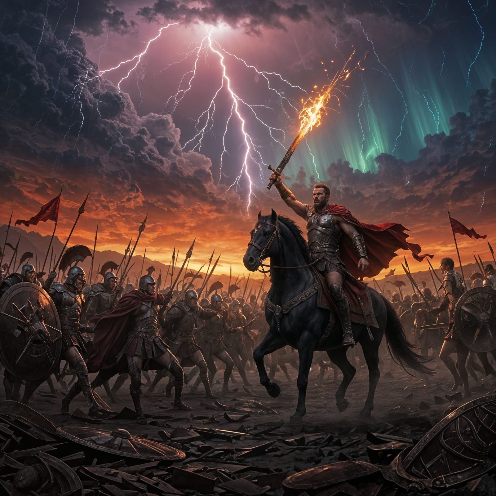 Spartacus Leads Rebels Against Roman Legions Under Crimson L...