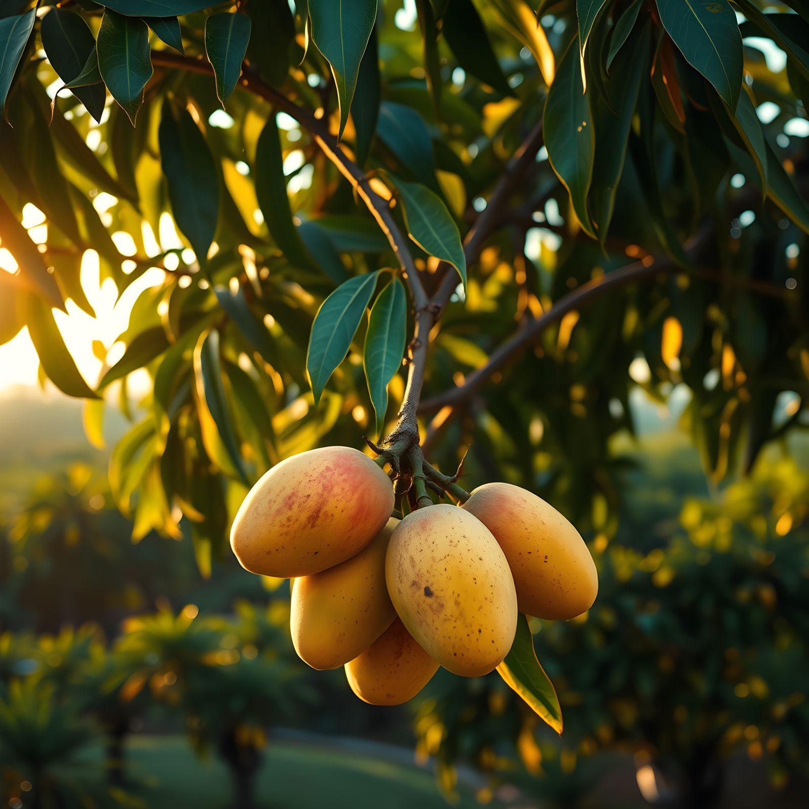 Lush Mango Grove at Noon