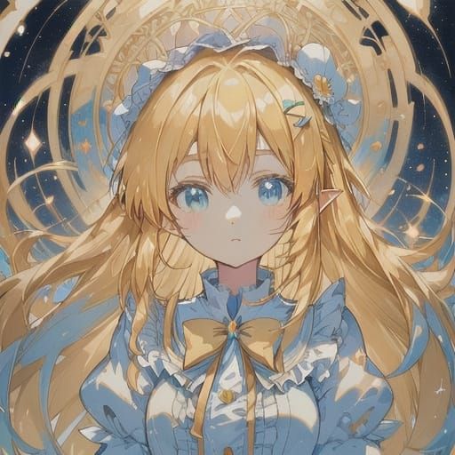 Anime Elf Girl Portrait in Studio Trigger Style