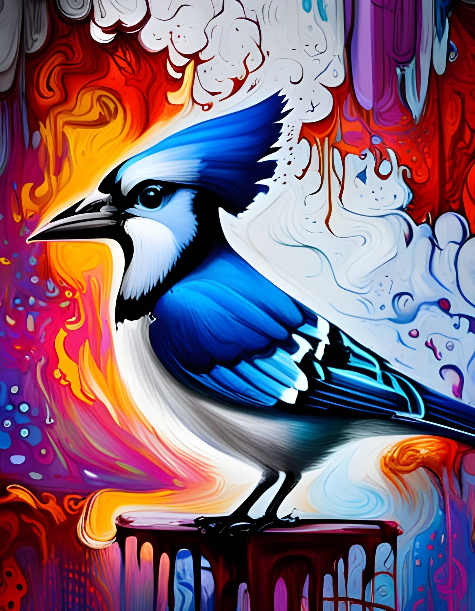 Blue Jay Graffiti Art in Street Art Style