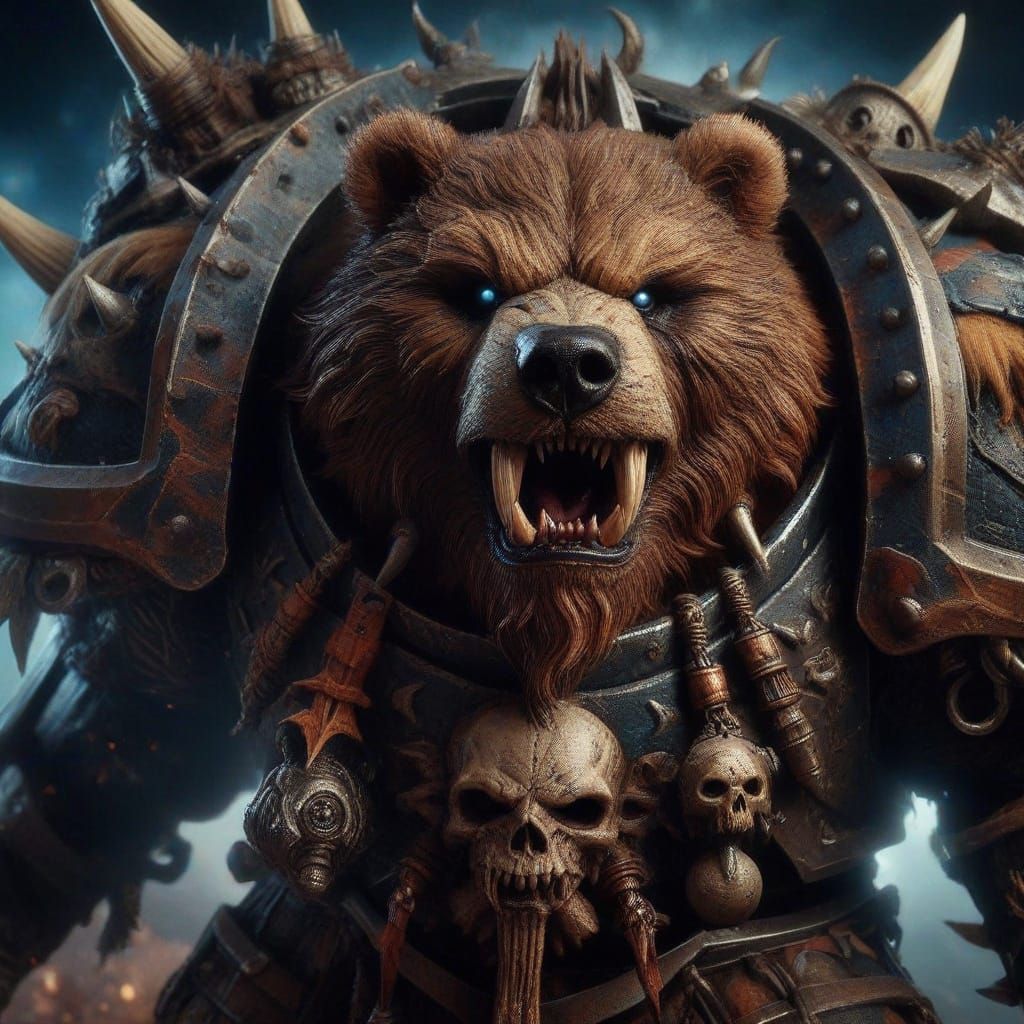 Armored Grizzly Bear Warboss in Shadow Armor