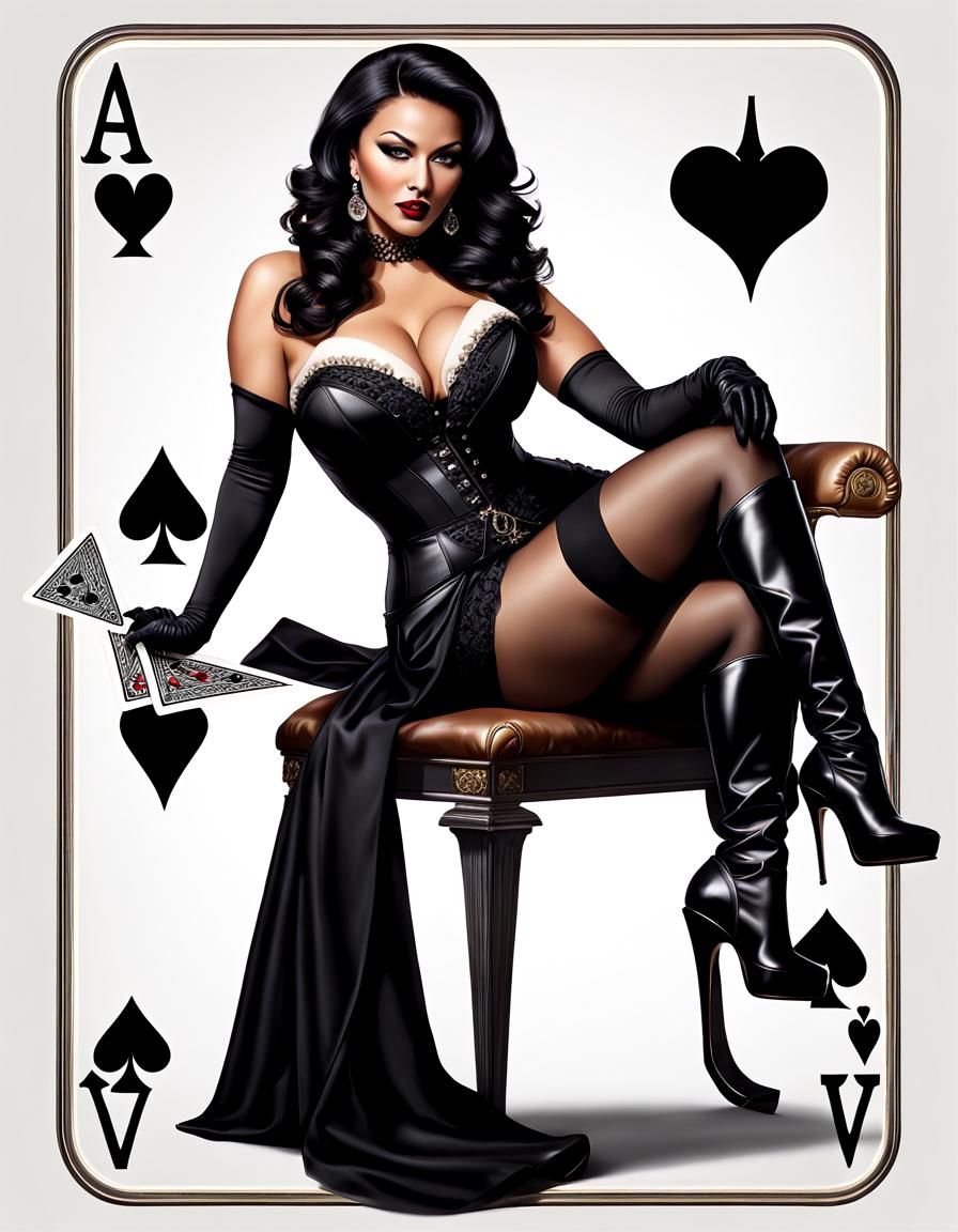 Hyperrealistic Pinup Woman in Black Lingerie