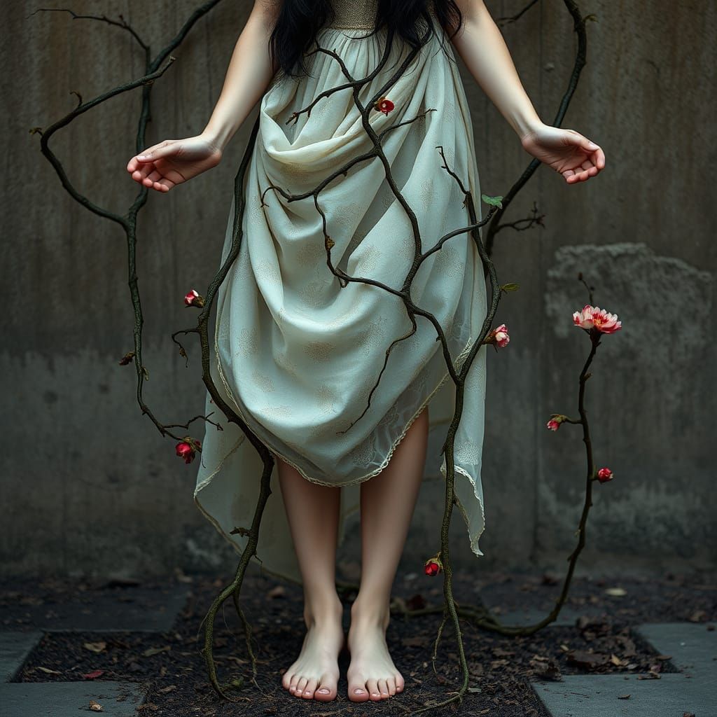 Enchanted Queen Awakens in Floral Vines