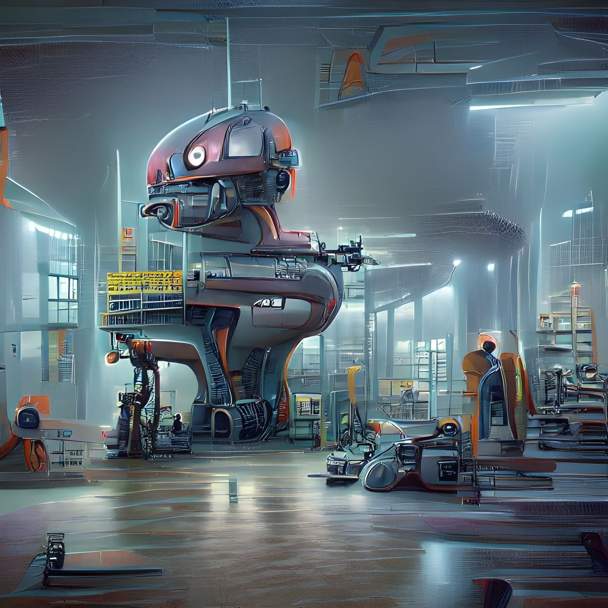 Futuristic Robot Factory Concept Art