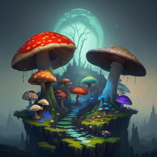 Fantastical Mushroom Concept Art in Deep Color