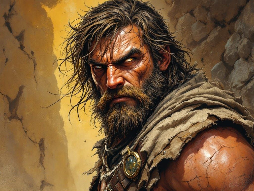 Fantasy Warrior Defies the Ages in Earthy-Toned Illustration