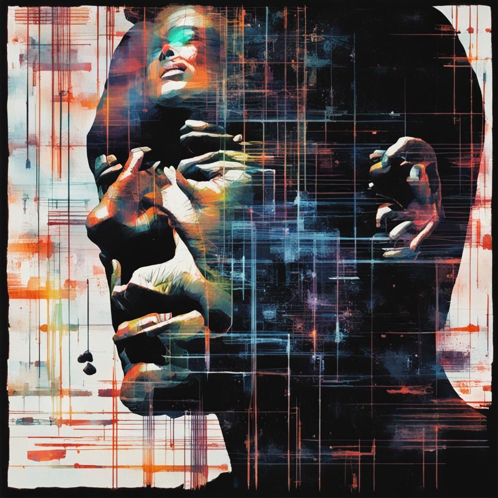 Bright Glitchy Chemiegram in Lowbrow Style