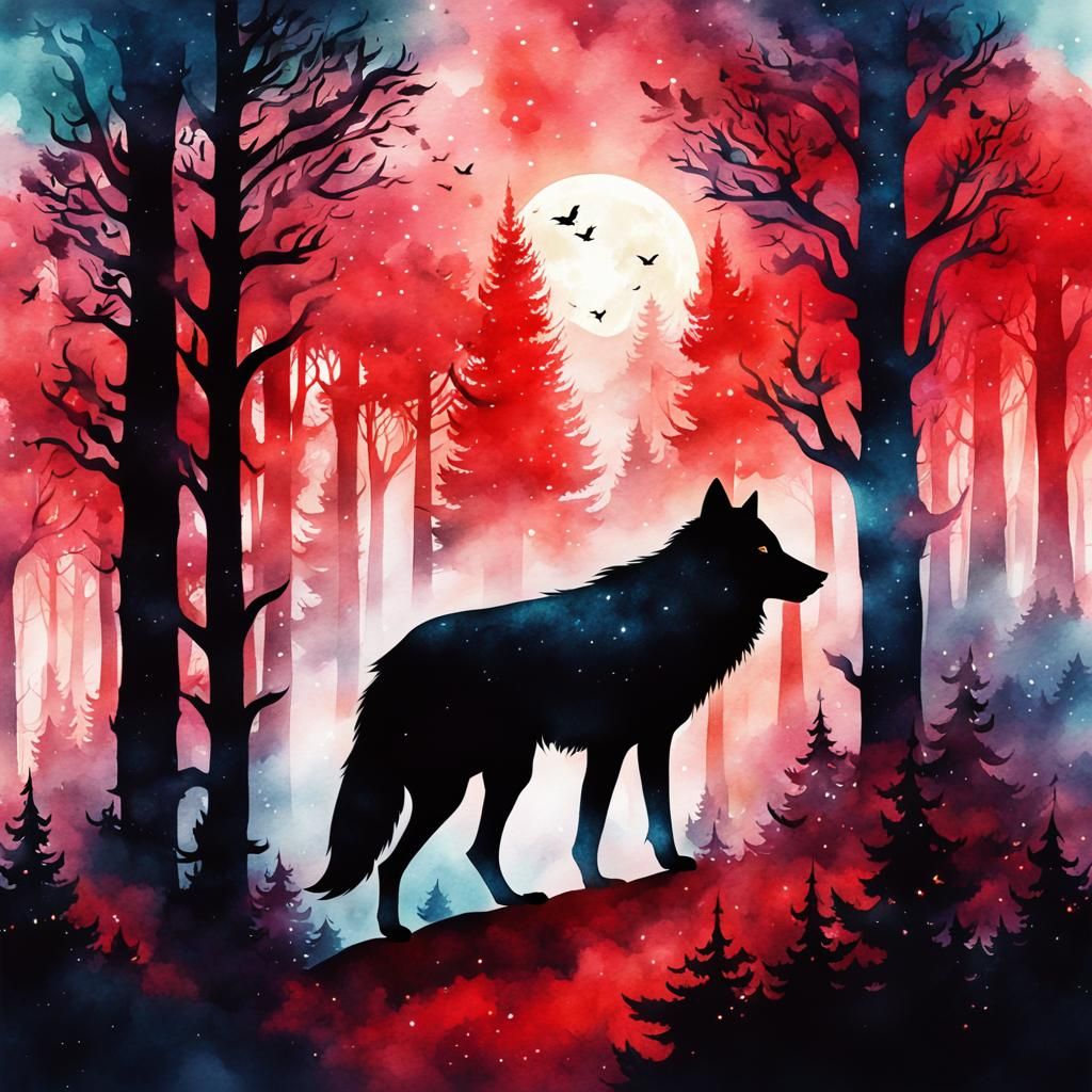 Little Red Riding Hood in Digital Watercolor