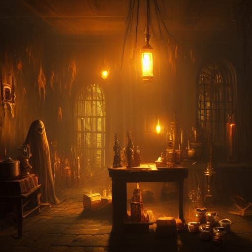 Spooky Magic Shop in Dark Fantasy Style